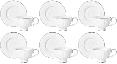 LIZBONA KOMPLET FILIŻANEK 6+6 230ml SILVER