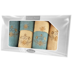 GIFT VI KPL RĘCZNIKÓW 6EL BEŻOWY/TURKUSOWY 06
